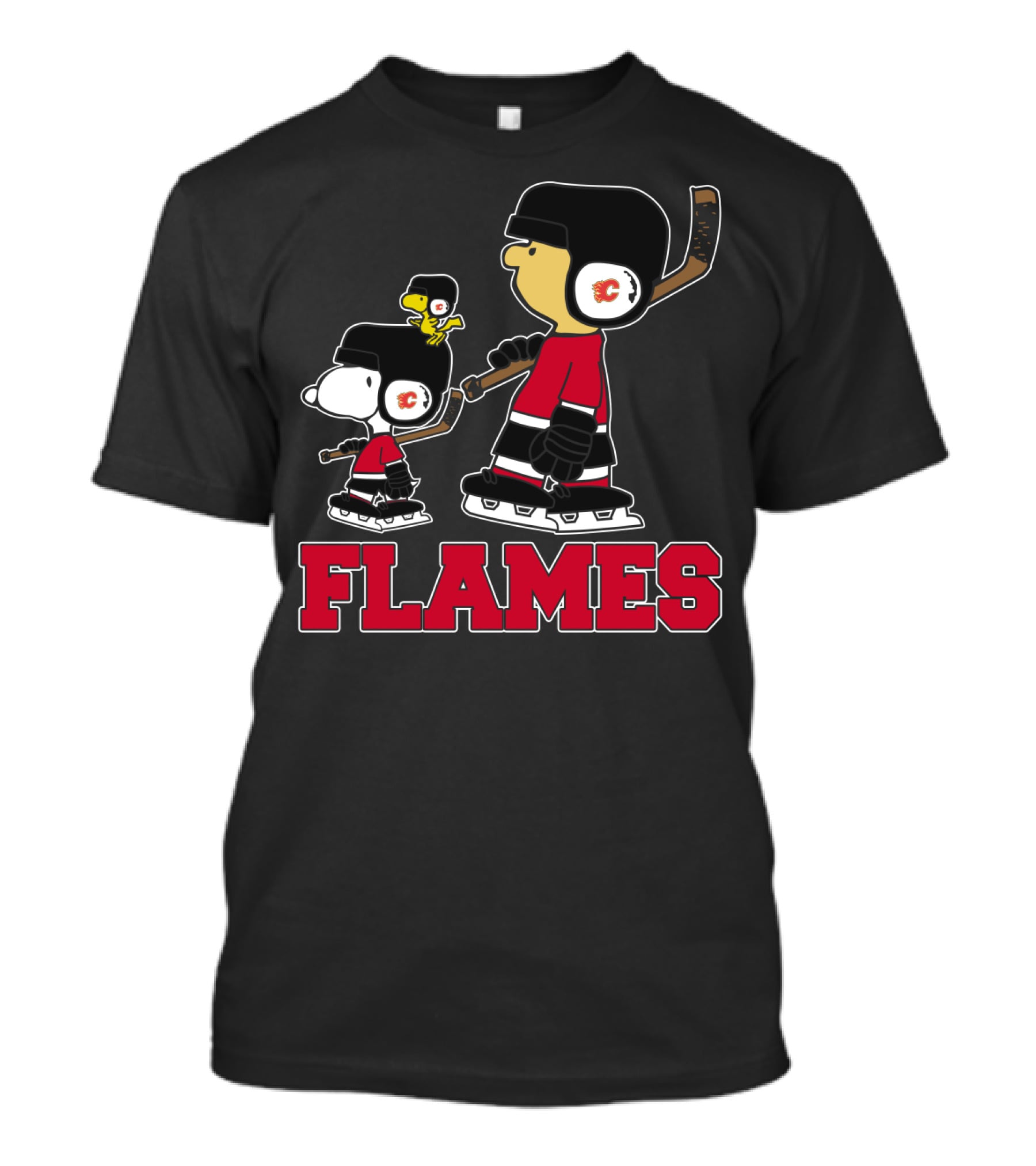 Snoopy Woodstock Calgary Flames Ice Hockey Fans T-Shirt