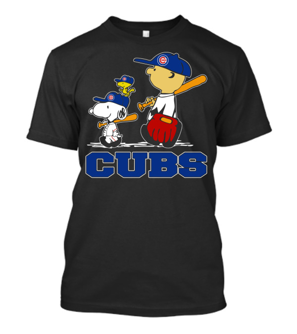 Cubs Snoopy Woodstock Baseball Fans With Cubs Caps T-Shirt