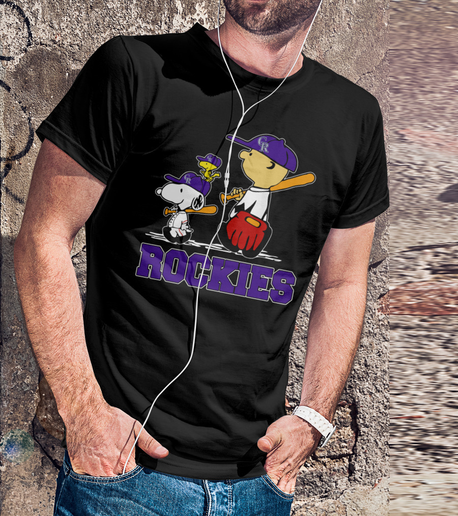 Snoopy Woodstock Rockies Fans Baseball Team Gear T-Shirt