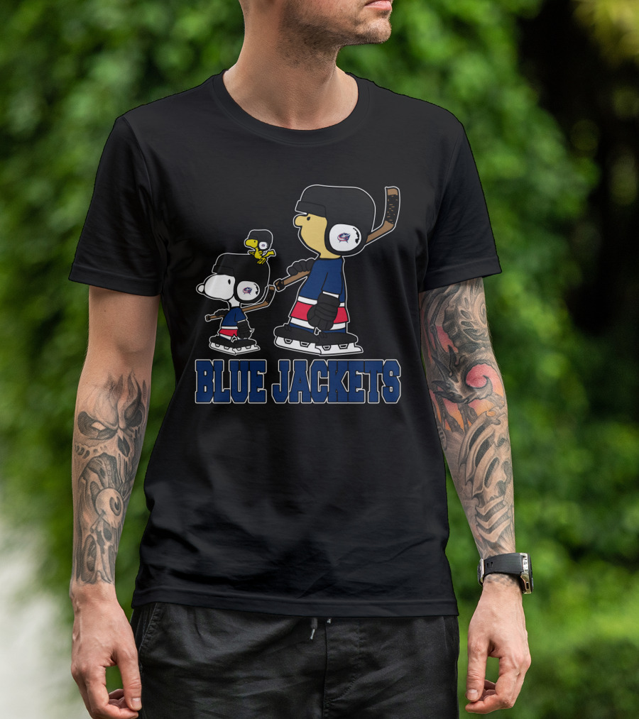 Snoopy And Woodstock Columbus Blue Jackets Hockey Fans T-Shirt