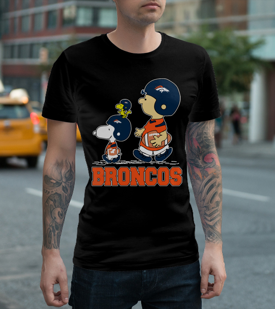 Snoopy And Broncos Football Fans Team Spirit T-Shirt