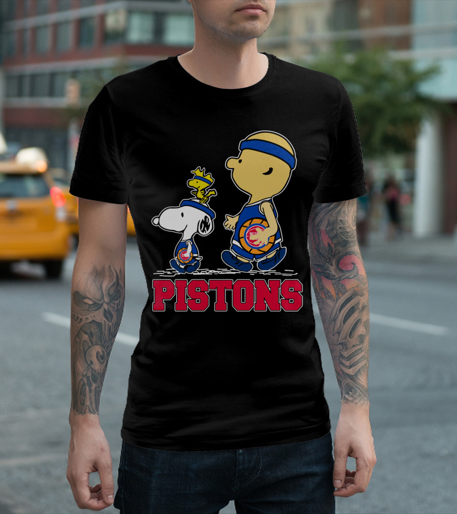 Pistons Basketball Snoopy And Woodstock Detroit Fans T-Shirt