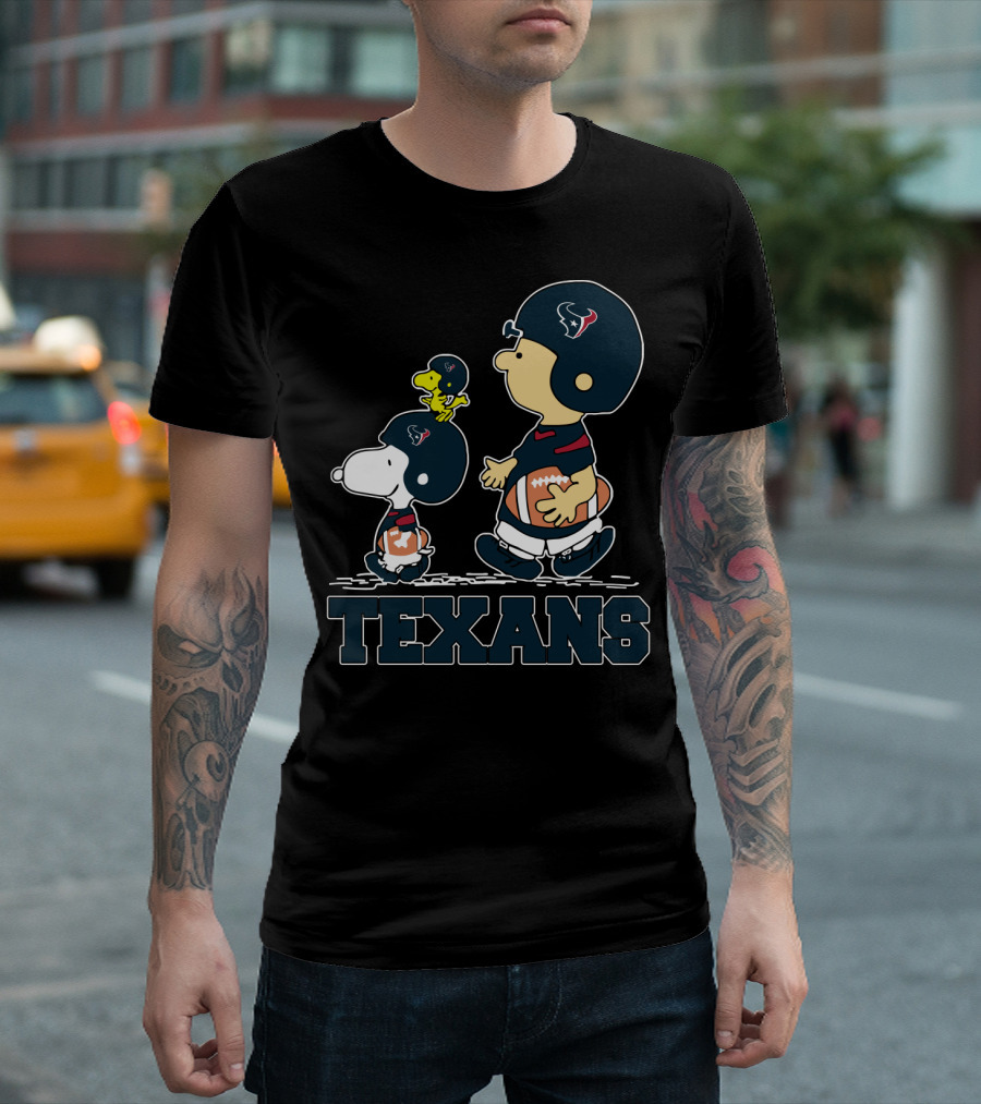 Snoopy And Woodstock Houston Texans Football Fans T-Shirt