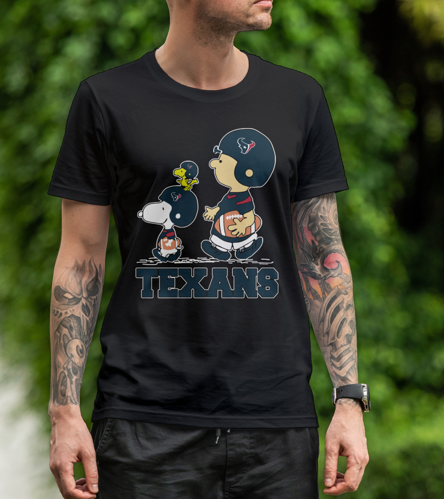 Snoopy And Woodstock Houston Texans Football Fans T-Shirt