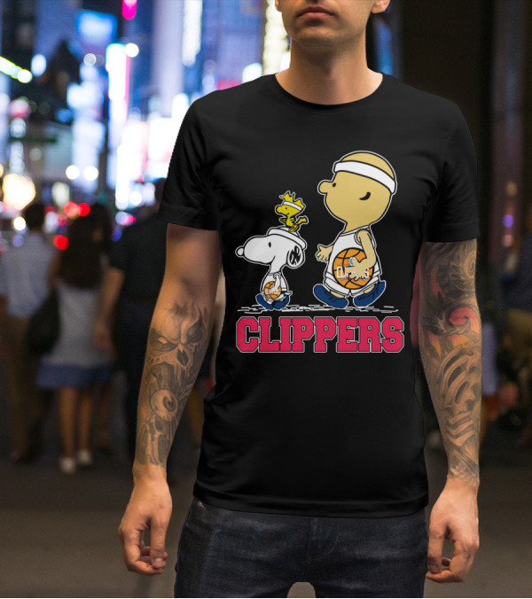 Snoopy And Woodstock Basketball With La Clippers Fans T-Shirt