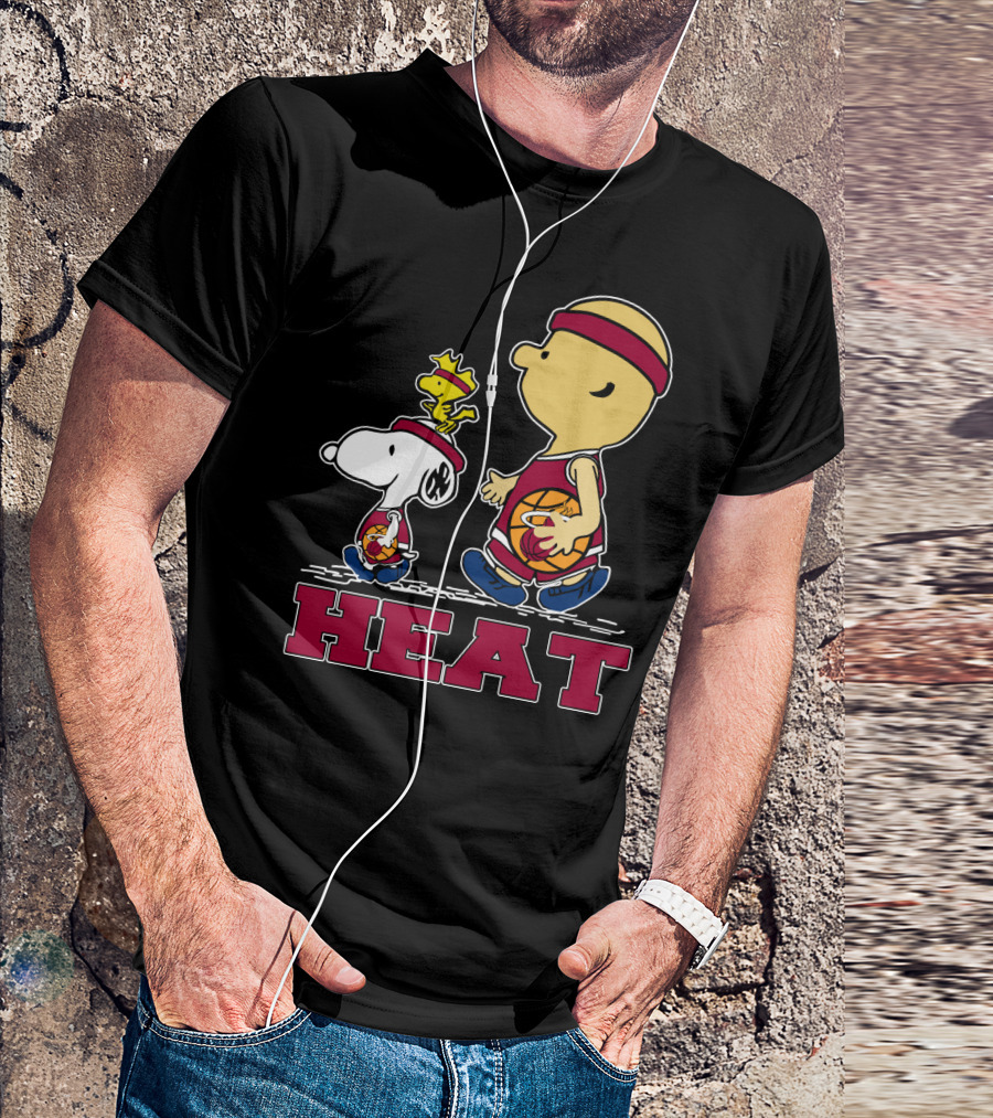 Snoopy Woodstock Heat Team Fans Miami Basketball T-Shirt