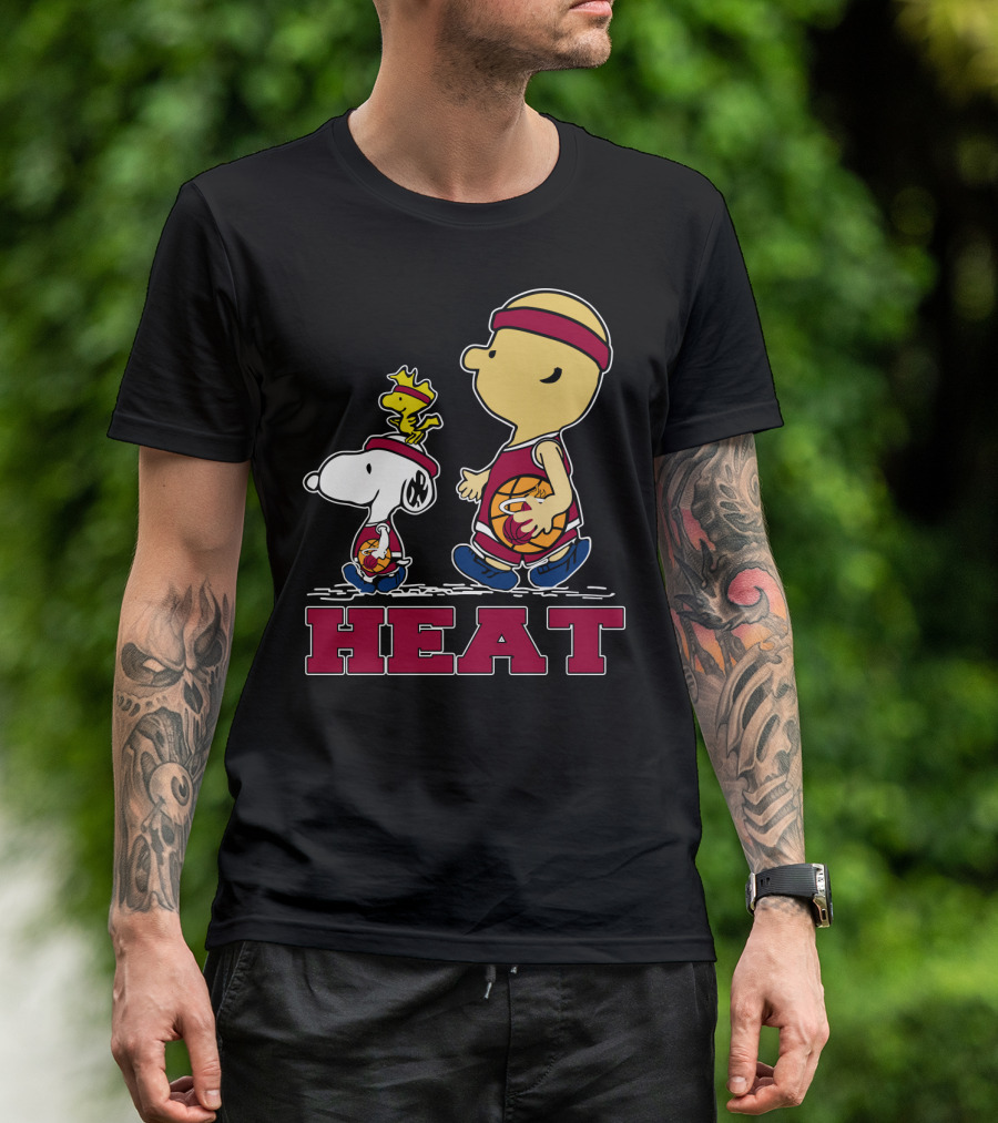 Snoopy Woodstock Heat Team Fans Miami Basketball T-Shirt