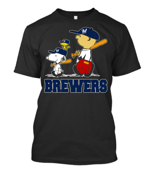 Snoopy Woodstock Charlie Brown Milwaukee Brewers Baseball Fans T-Shirt