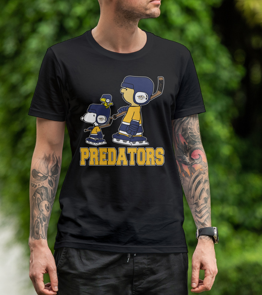Snoopy And Woodstock Nashville Predators Ice Hockey Fans T-Shirt