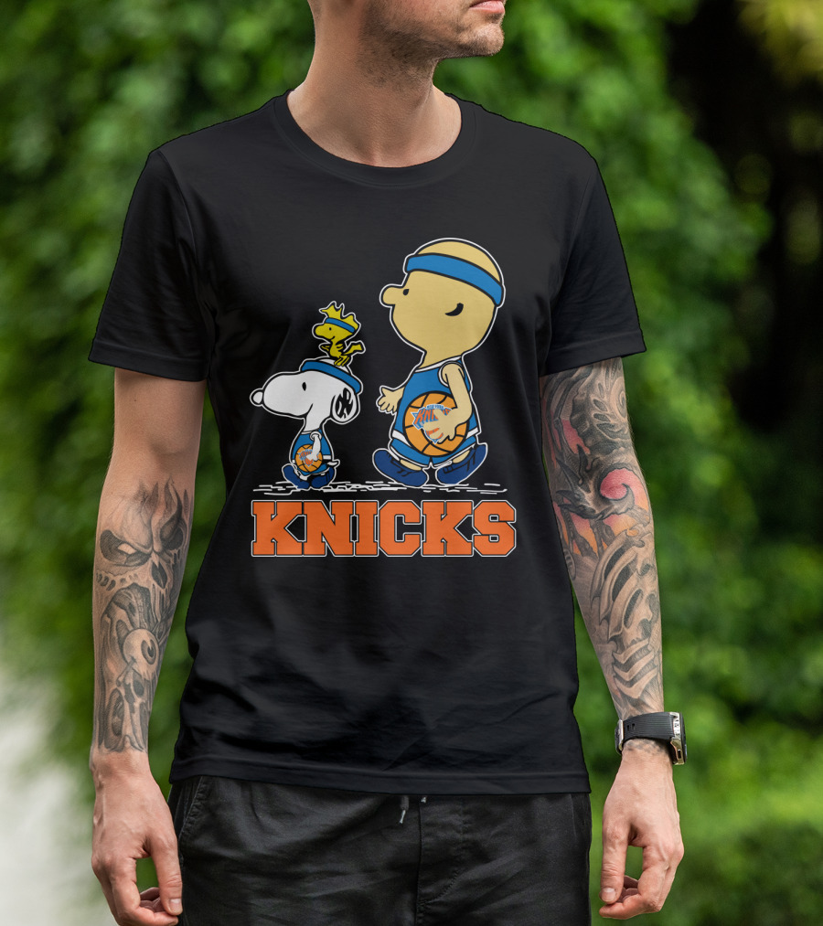 Snoopy Woodstock New York Knicks Basketball Fans Peanuts Characters T-Shirt