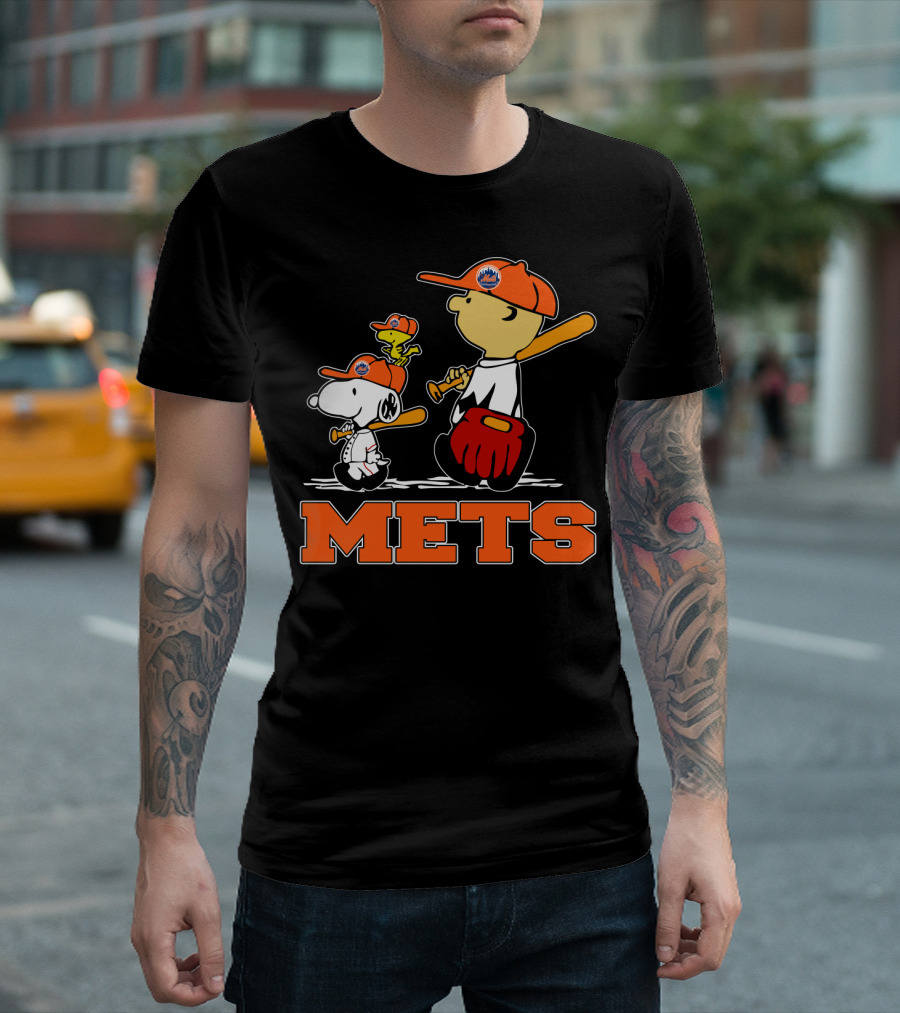 Snoopy Woodstock And New York Mets Baseball Fans T-Shirt