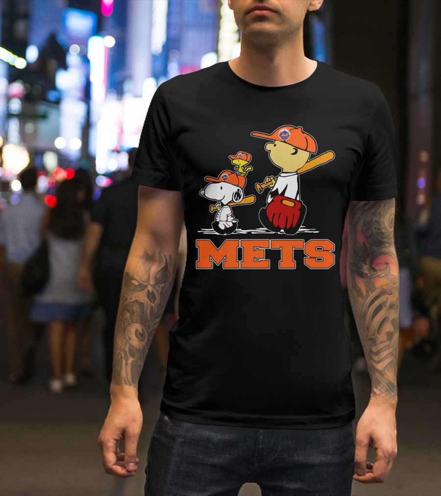 Snoopy Woodstock And New York Mets Baseball Fans T-Shirt