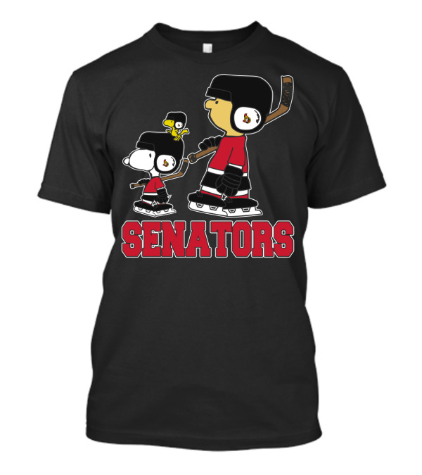 Snoopy Woodstock And Ottawa Senators Ice Hockey Fans T-Shirt