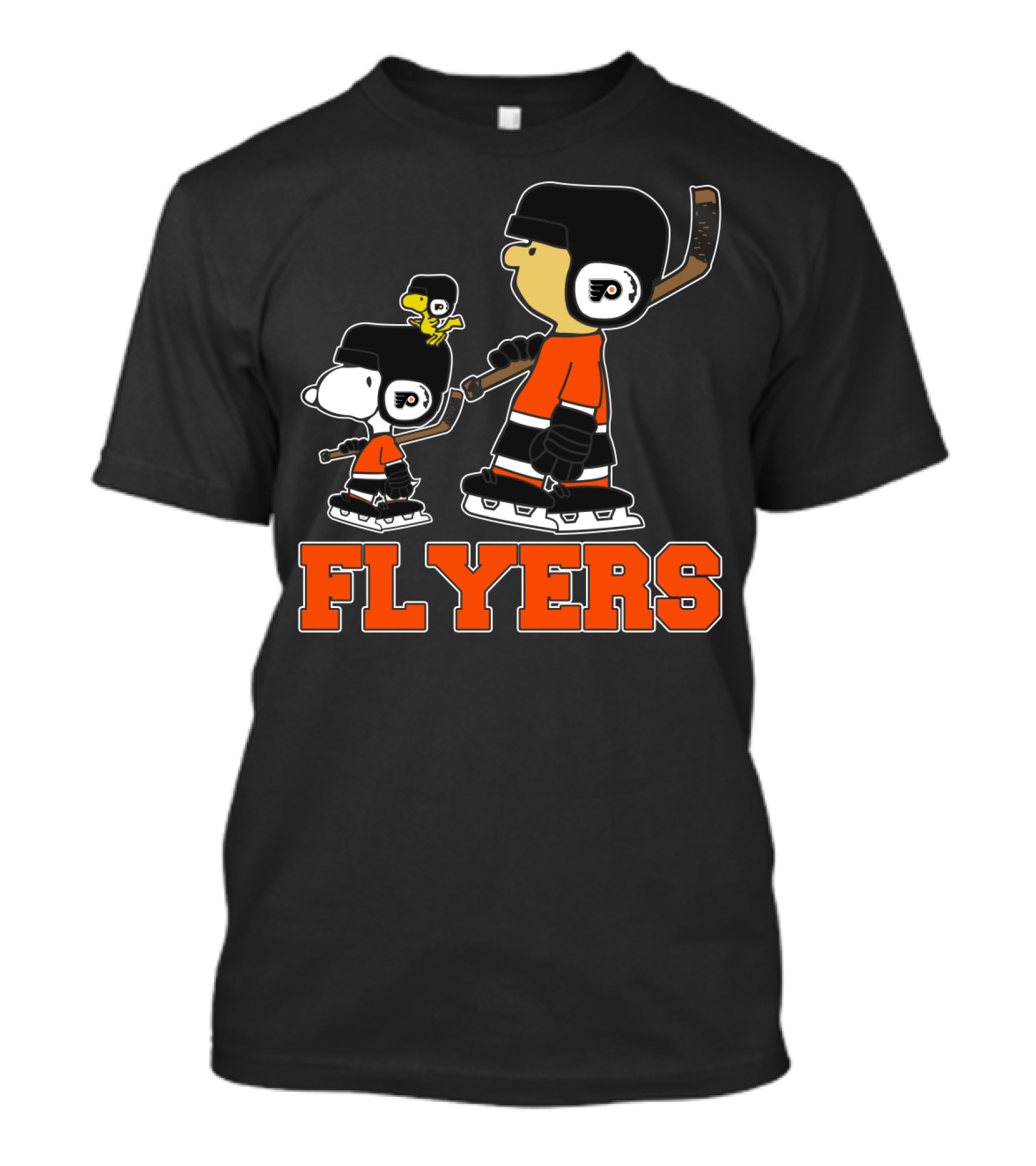 Snoopy And Woodstock In Philadelphia Flyers Hockey Gear With Flyers T-Shirt