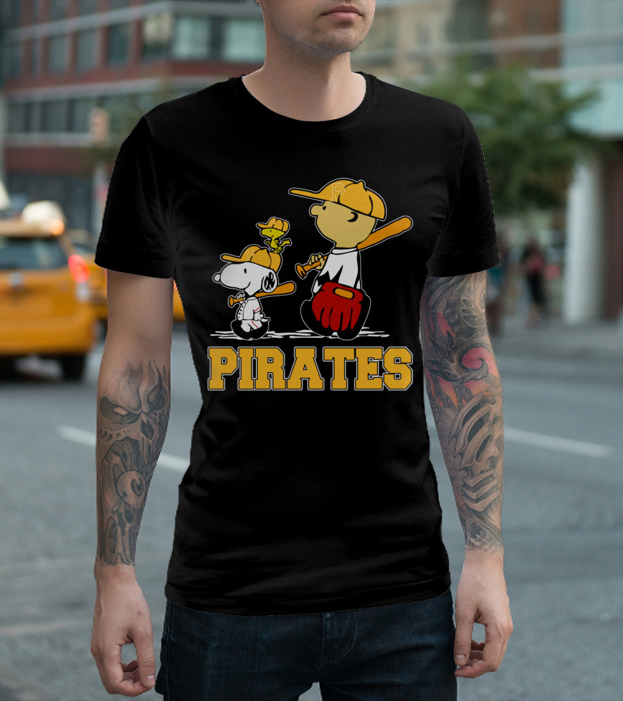 Snoopy Woodstock Pirates Baseball Fan Gear T-Shirt