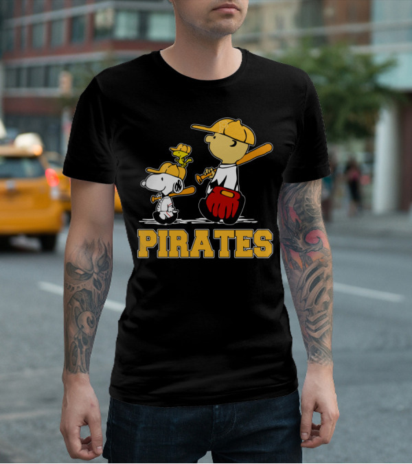 Snoopy Woodstock Pirates Baseball Fan Gear T-Shirt