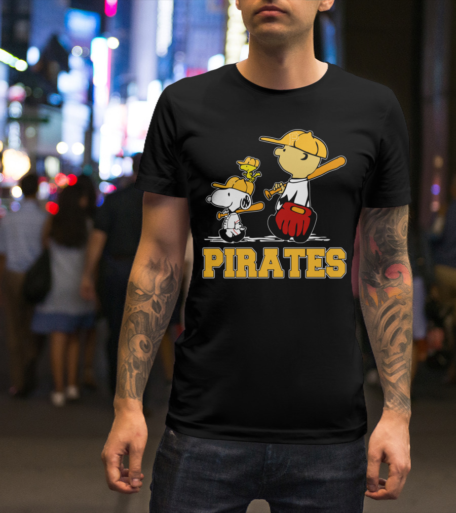 Snoopy Woodstock Pirates Baseball Fan Gear T-Shirt