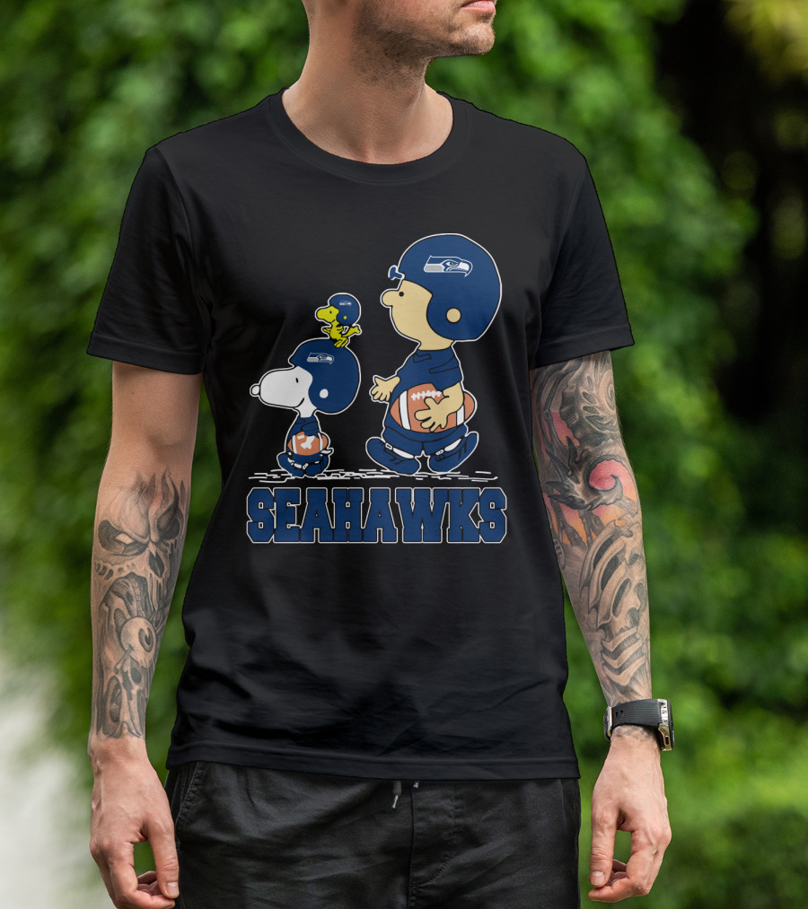 Snoopy Seattle Seahawks Football Fans Peanuts Characters T-Shirt