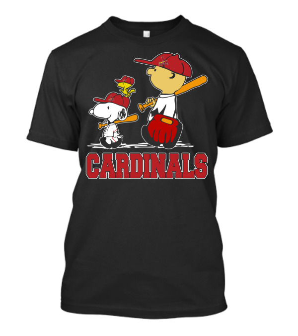 Snoopy Woodstock Charlie Brown Cardinals Baseball Fans T-Shirt