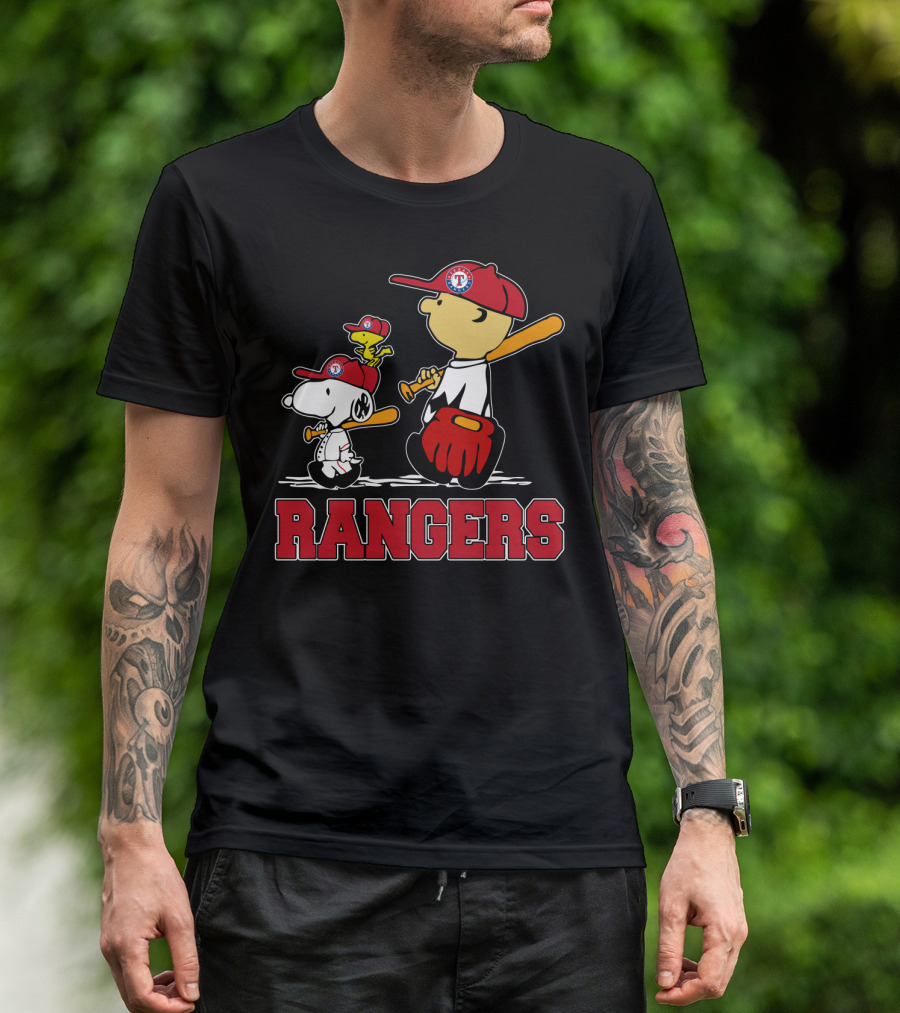 Snoopy Woodstock Texas Rangers Fans Team Spirit T-Shirt