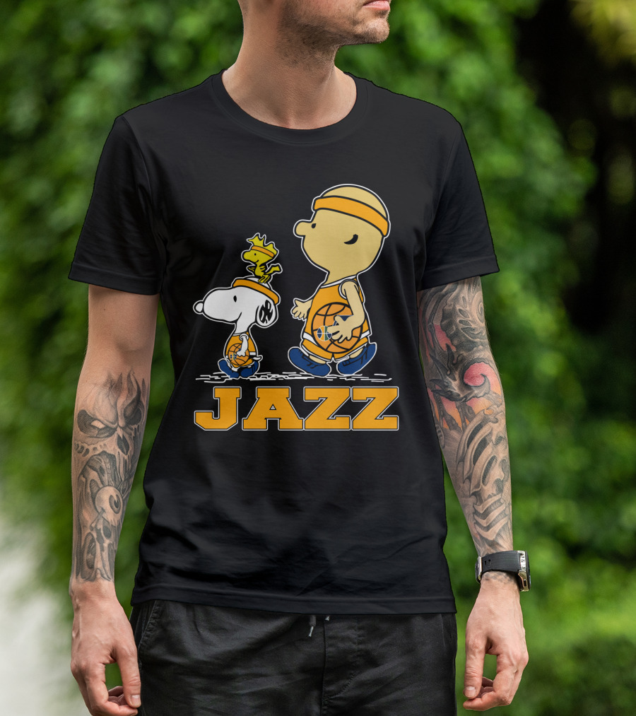 Snoopy And Woodstock With Basketball For Utah Jazz Fans T-Shirt