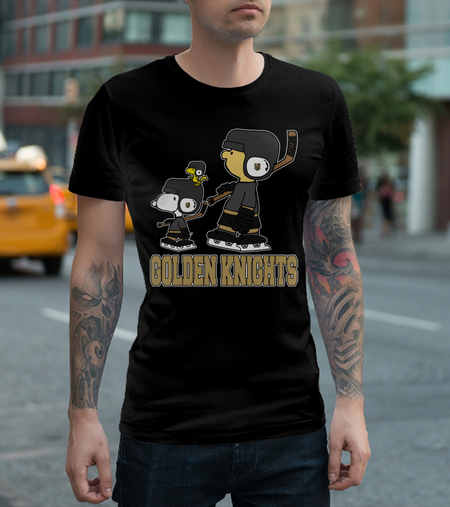 Snoopy And Woodstock Vegas Golden Knights Hockey Fans T-Shirt