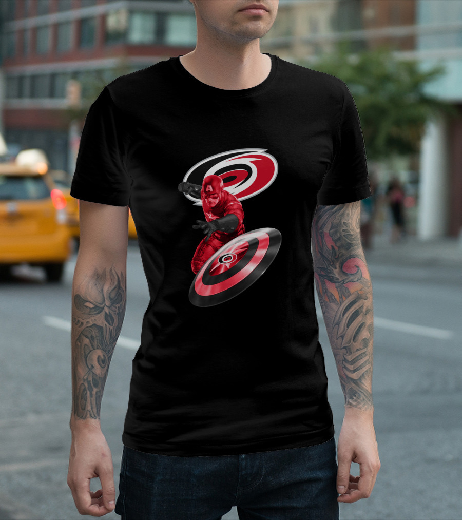 Carolina Hurricanes Captain America Crossover With Iconic Shield T-Shirt