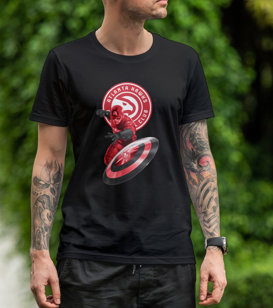 Atlanta Hawks Club Captain America Shield T-Shirt