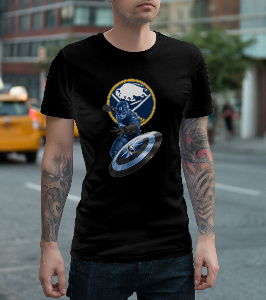 Buffalo Sabres Captain America Mashup Fan Gear Sports Merchandise T-Shirt