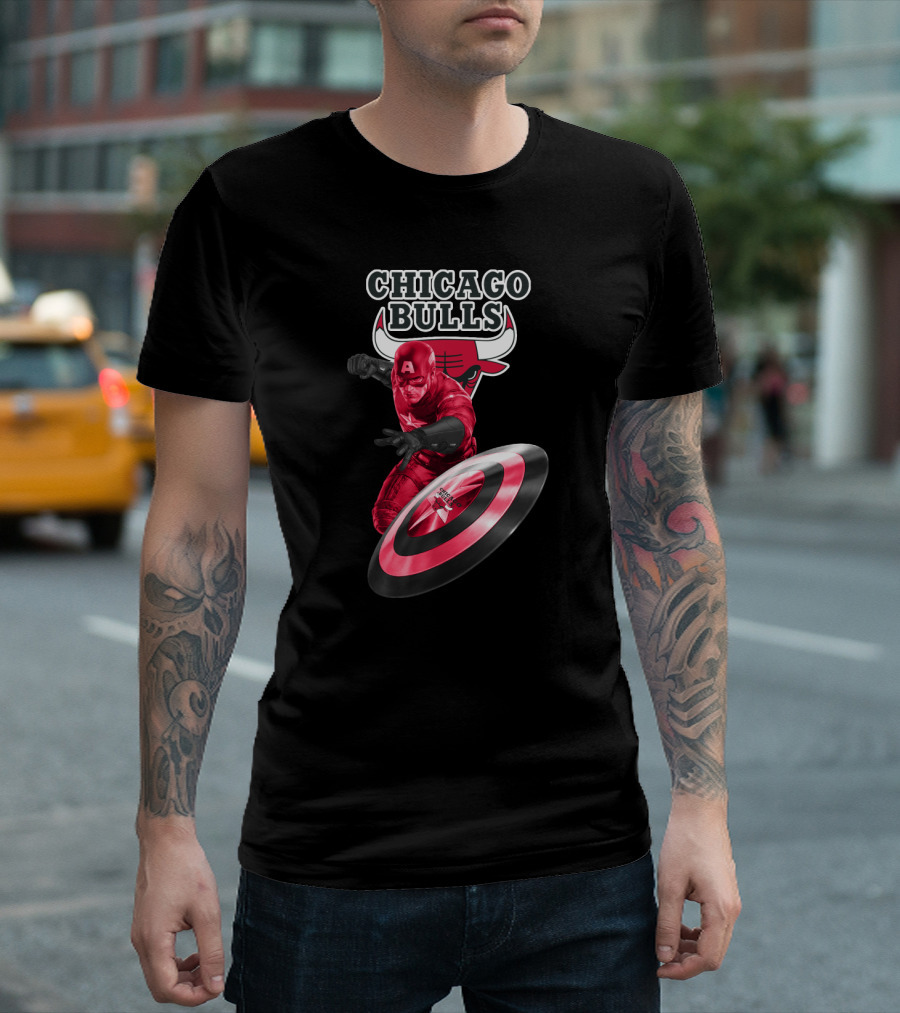 Captain America And Chicago Bulls Crossover Fan Attraction T-Shirt