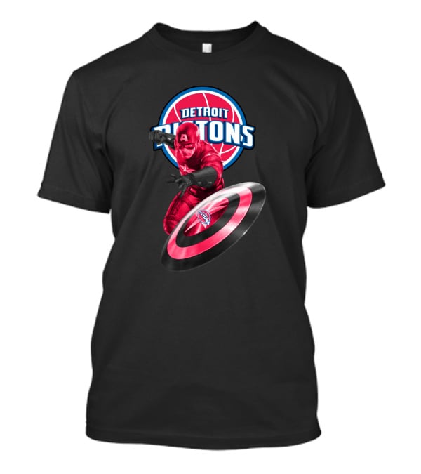 Detroit Pistons Captain America Crossover Fans Exclusive T-Shirt