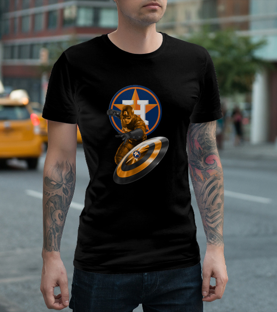 Houston Astros Captain America Logo Mashup For Fans T-Shirt