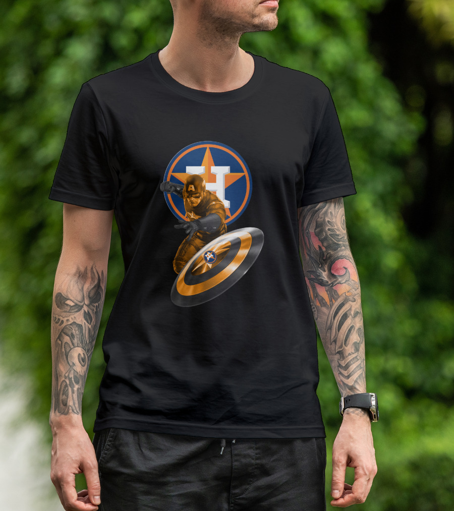 Houston Astros Captain America Logo Mashup For Fans T-Shirt