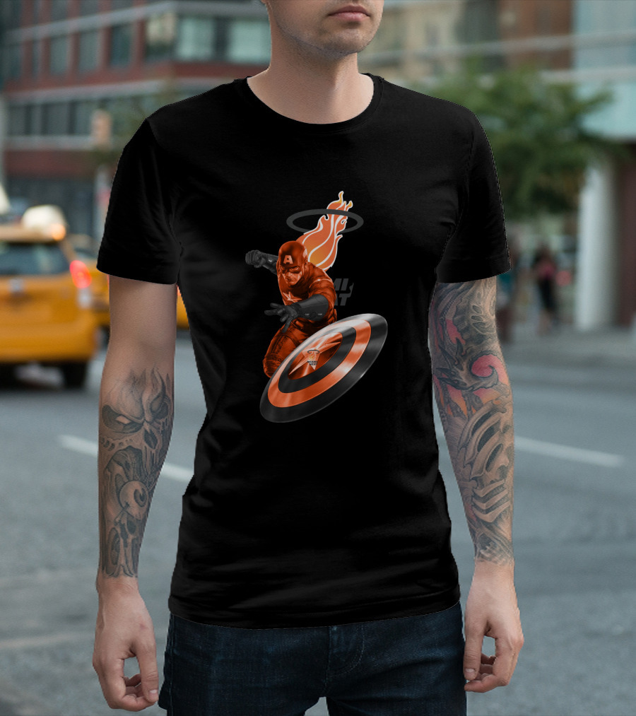 Miami Heat Captain America Crossover Fans T-Shirt