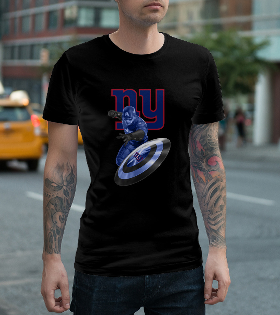 New York Giants Fans Captain America Shield Logo T-Shirt