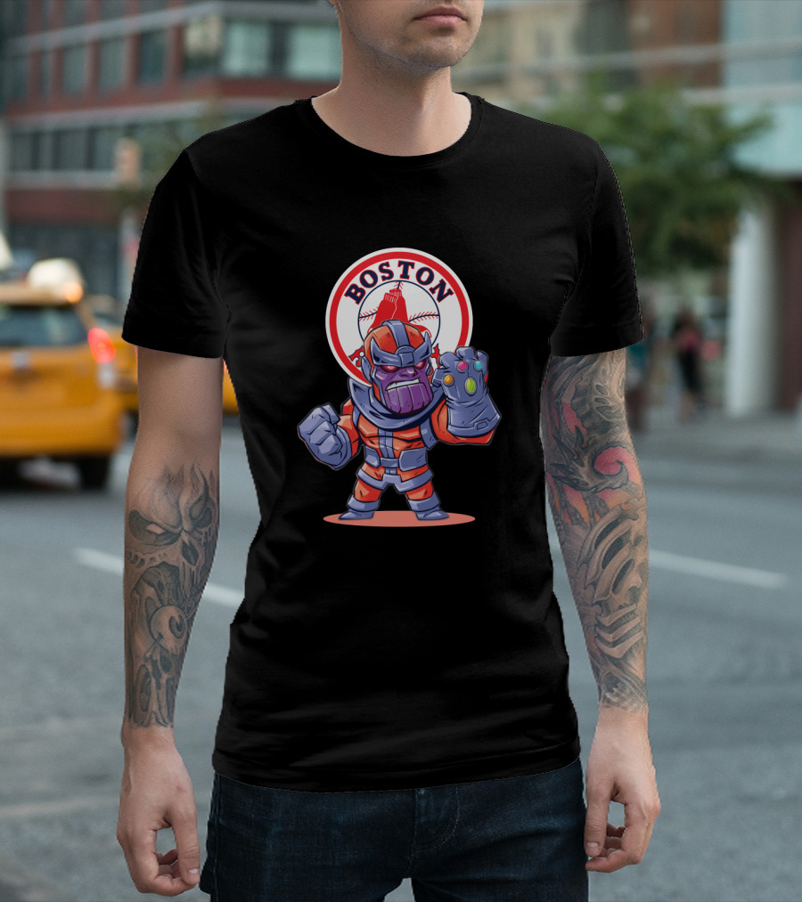 Thanos Boston Red Sox Infinity Gauntlet Mashup T-Shirt