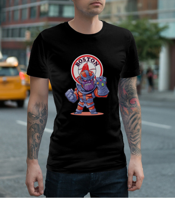 Thanos Boston Red Sox Infinity Gauntlet Mashup T-Shirt
