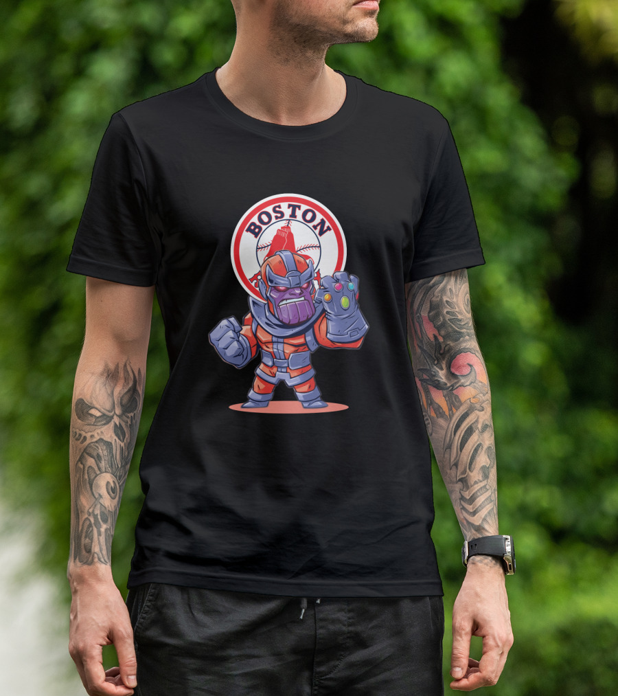Thanos Boston Red Sox Infinity Gauntlet Mashup T-Shirt