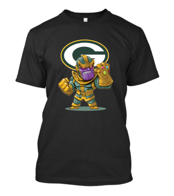 Thanos Standing With Green Bay Packers Logo And Infinity Gauntlet T-Shirt
