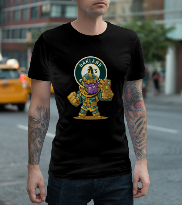Oakland Athletics Thanos Mashup Infinity Gauntlet Baseball Fans T-Shirt