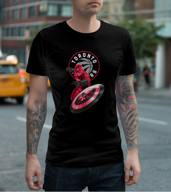 Toronto Raptors Captain America Shield Fan Crossover T-Shirt