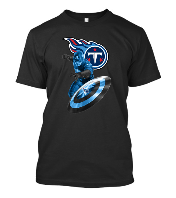 Tennessee Titans Captain America Crossover With Logo And Shield T-Shirt