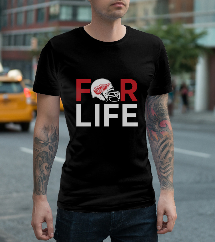 Detroit Red Wings Helmet For Life Fan Dedication T-Shirt