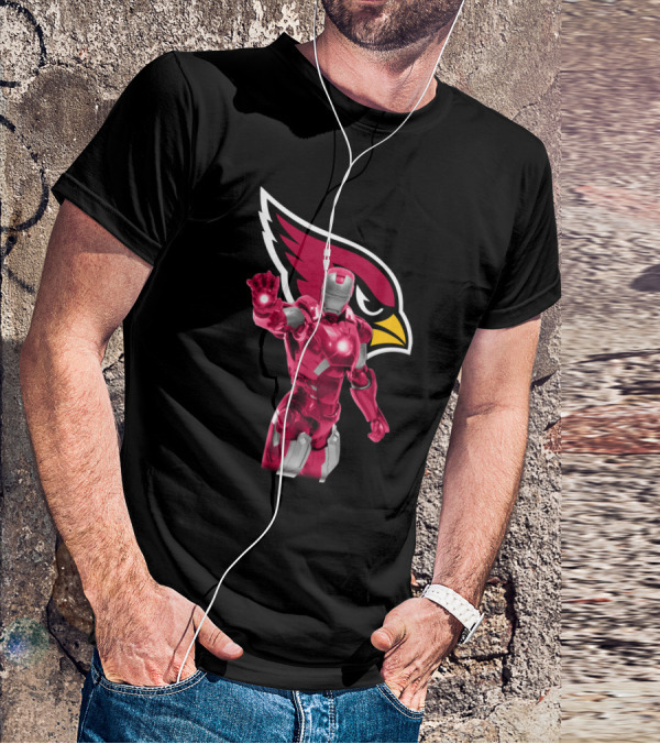 Iron Man Arizona Cardinals Fans Marvel Nfl Crossover T-Shirt