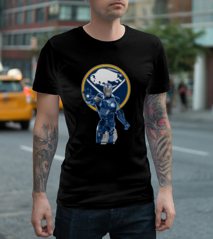 Iron Man Buffalo Sabres Hockey Marvel Crossover T-Shirt