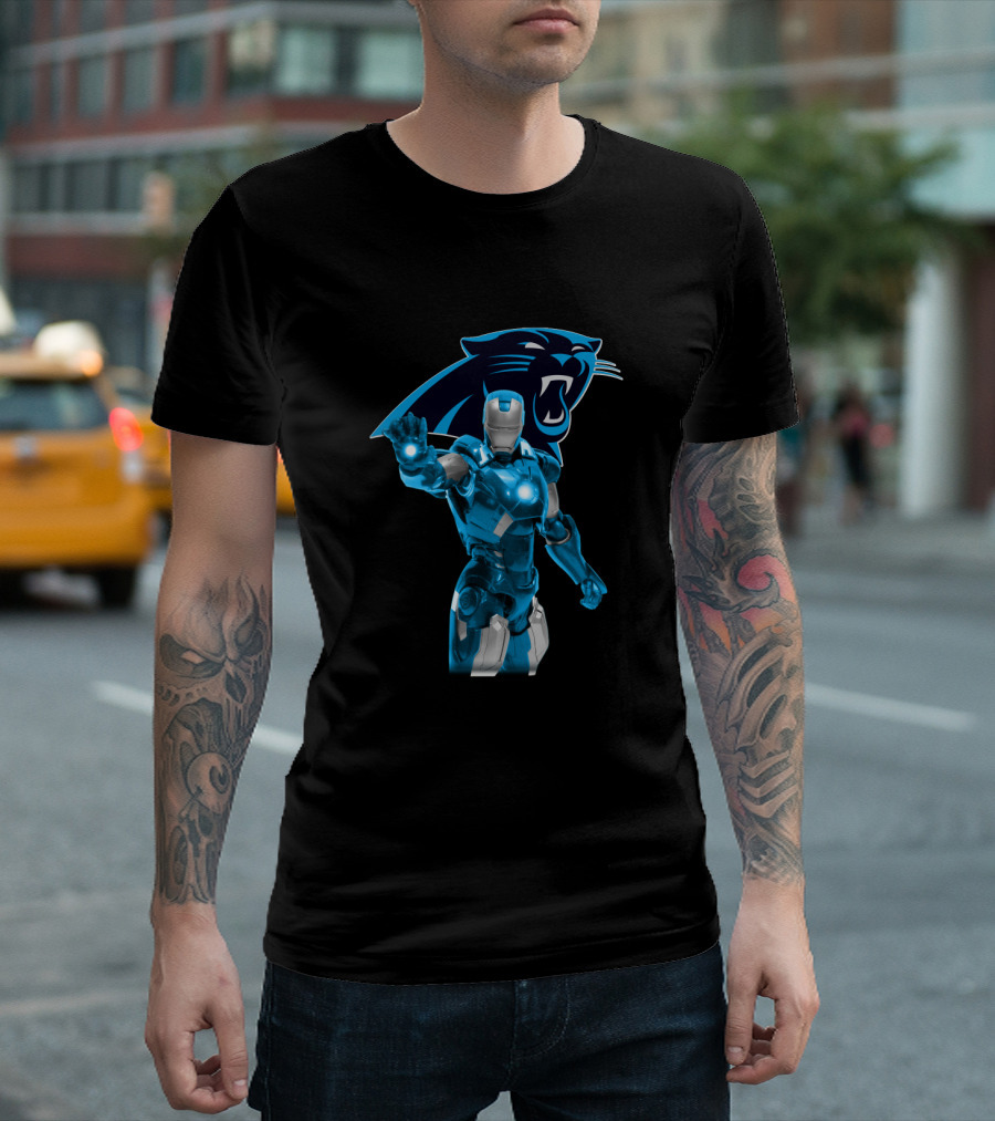 Iron Man Meets Carolina Panthers Marvel Fans Crossover T-Shirt