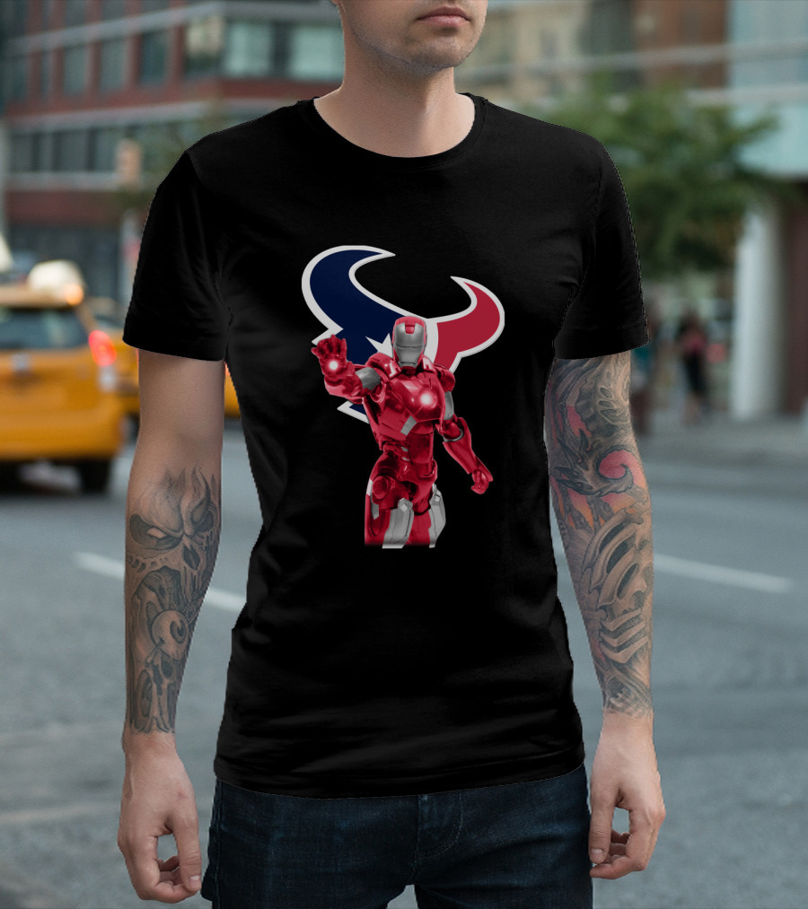 Iron Man Houston Texans Superhero Fusion For Fans T-Shirt