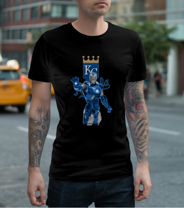 Kansas City Royals Blue Iron Man Marvel Crossover Collection T-Shirt