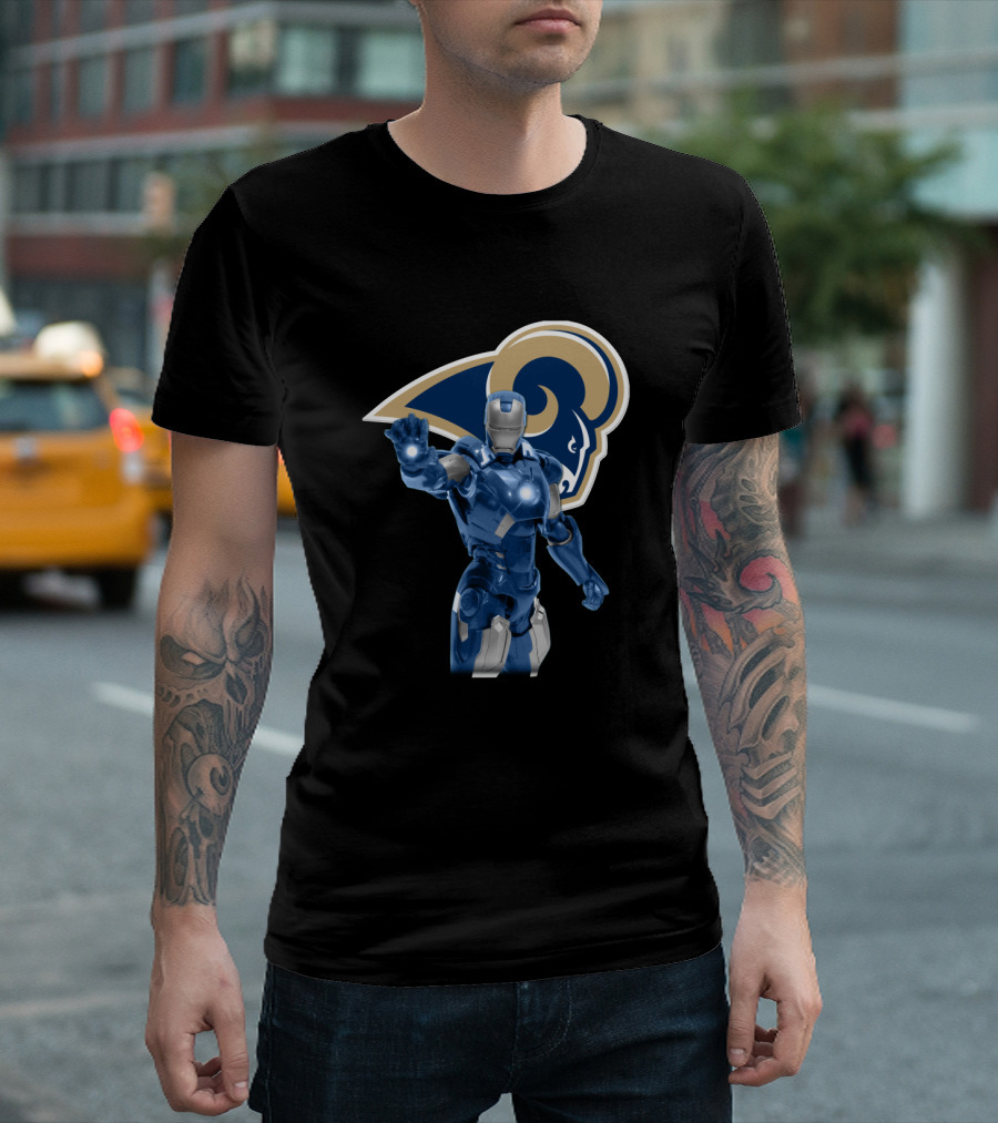 Iron Man Los Angeles Rams Superfan Crossover T-Shirt