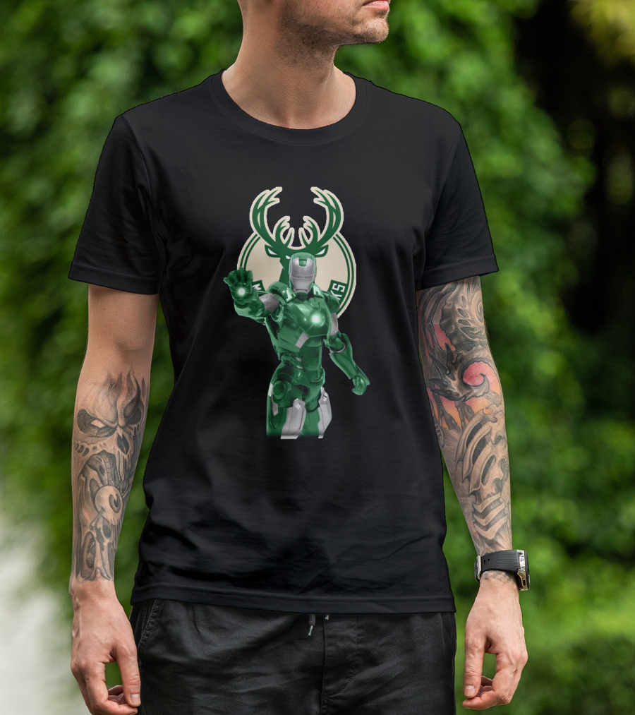 Iron Man Milwaukee Bucks Marvel Crossover Fan T-Shirt